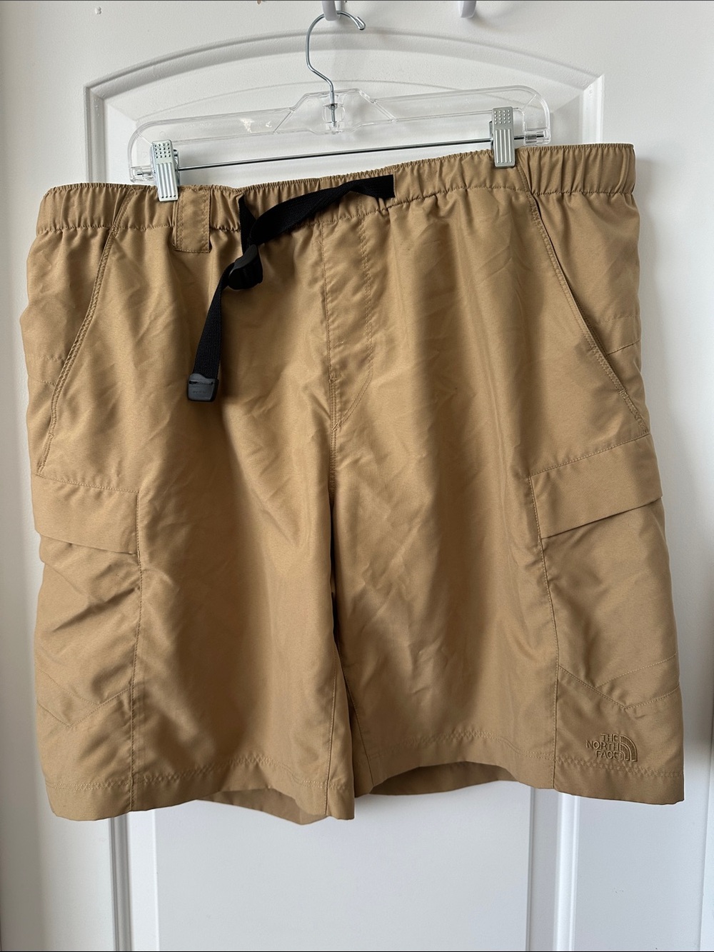 The North Face Men's Khaki Cargo Swim Shorts with Black Drawcord